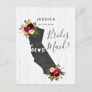 California State Floral Will You Be My Bridesmaid Invitation