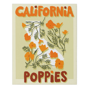 California State Flower Poppies wildflowers  Faux Canvas Print