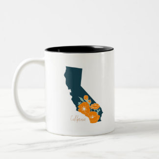 California State Flower Poppy Silhouette Floral Two-Tone Coffee Mug