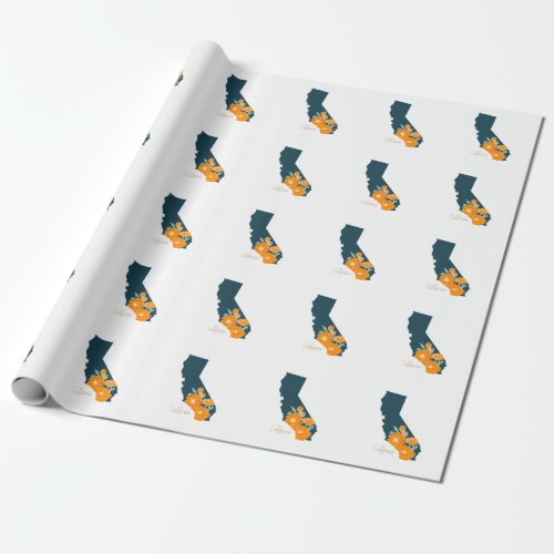 California State Flower Poppy Silhouette Floral Wrapping Paper