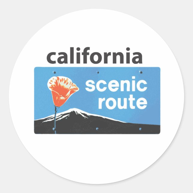 California State Highway Scenic Route Road Sign Classic Round Sticker (Front)