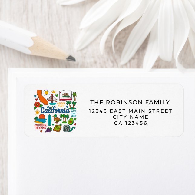 California State Icons Personalized Return Address Label (Insitu)