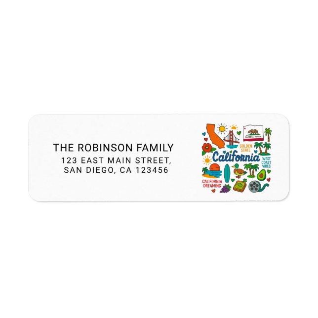 California State Icons Personalized Return Address Label (Front)