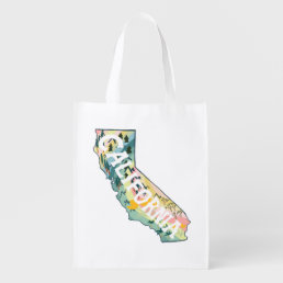 California State Illustrated Map Grocery Bag