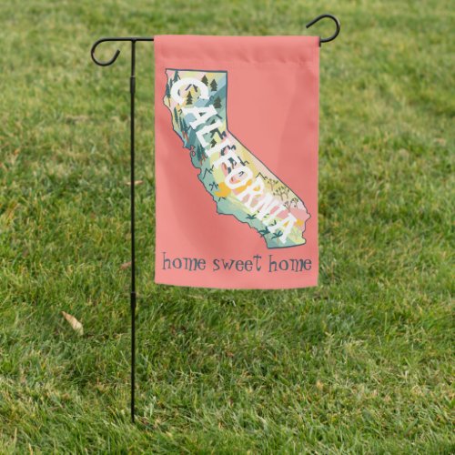 California State Illustrated Map Home Sweet Home G Garden Flag