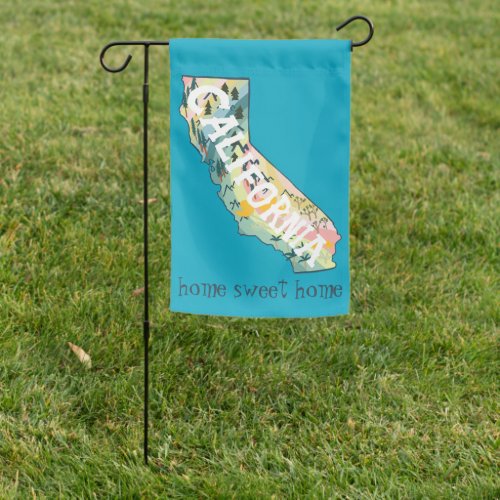 California State Illustrated Map Home Sweet Home Garden Flag