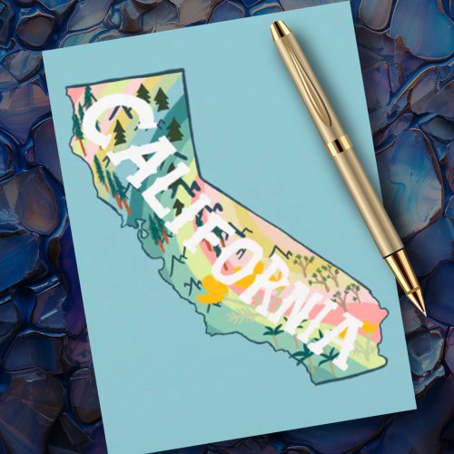 California State Illustrated Map Postcard