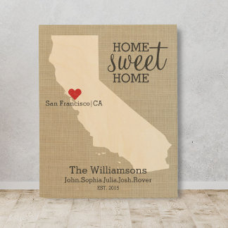 California State Love Custom Family Name Establish Wood Wall Decor