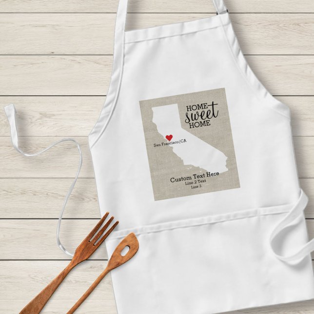 California State Love Home Sweet Home Custom Map Adult Apron (Creator Uploaded)