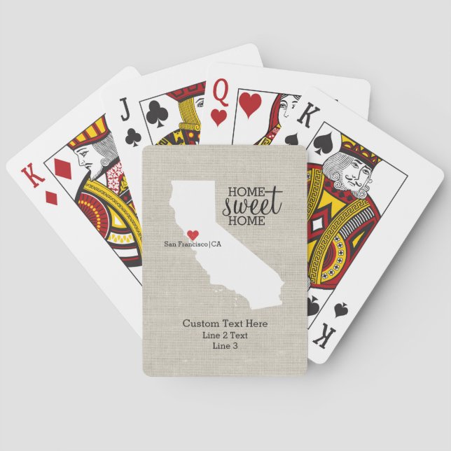 California State Love Home Sweet Home Custom Map Poker Cards (Back)