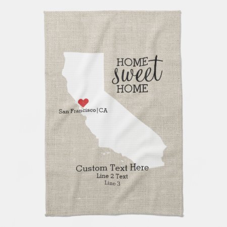 California State Love Home Sweet Home Custom Map Towel