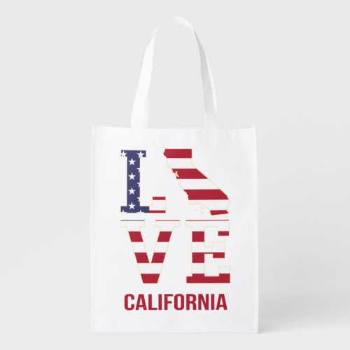 California state love stars and stripes grocery bag