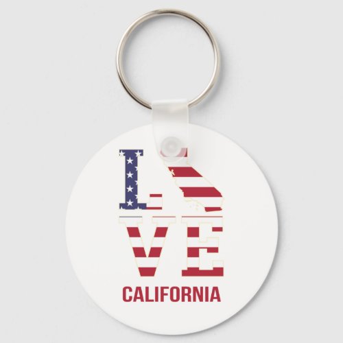 California state love stars and stripes keychain
