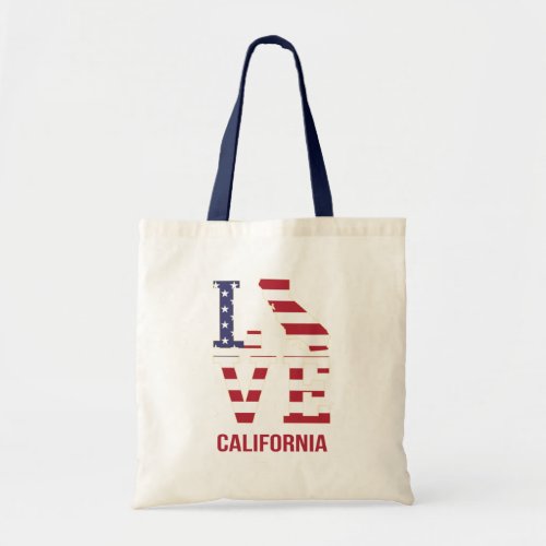 California state love stars and stripes tote bag