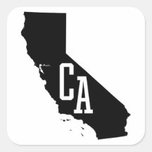 California State Map CA Abbreviation Stickers