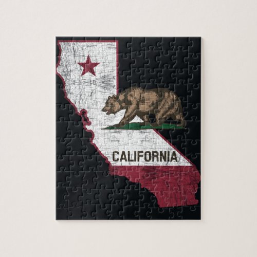 California State Map _ Cali Bear Jigsaw Puzzle