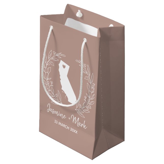 California state map  destination wedding favors  small gift bag (Front Angled)