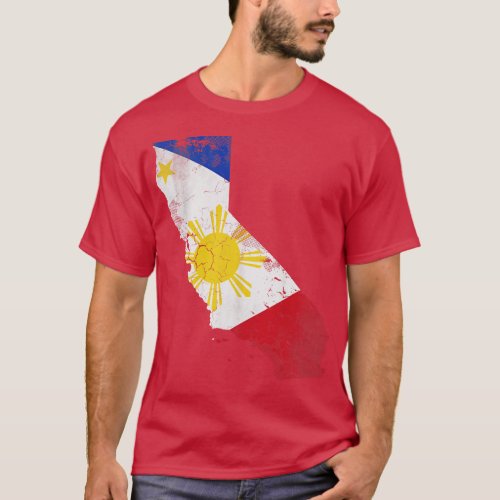 California State Map Filipino American Flag Philip T_Shirt