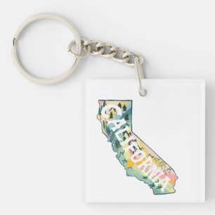 California State Map Illustration Keychain