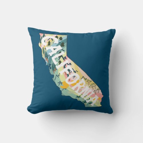 California State Map Illustration Throw Pillow