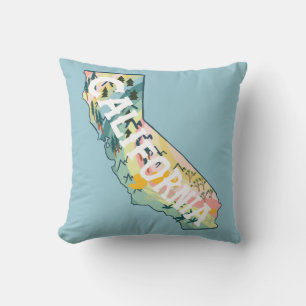 California State Map Illustration Throw Pillow