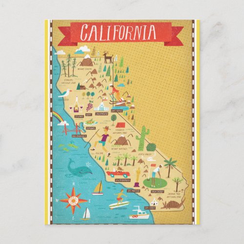 California State Map Postcard