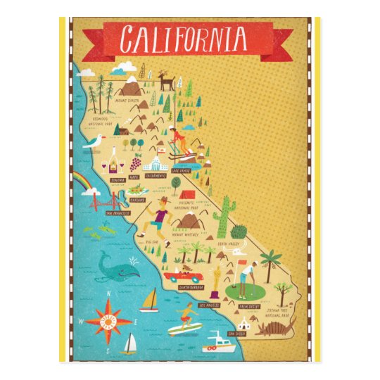 California State Map Postcard | Zazzle.com