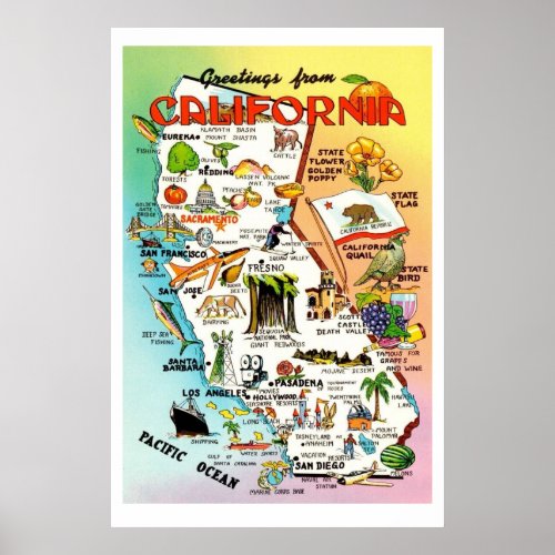 California State Map Poster