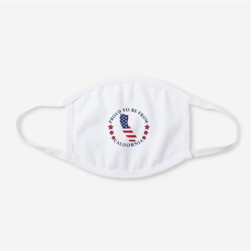 California State Map Red White Blue Flag Pattern White Cotton Face Mask