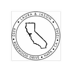 California State Map Return Address Wood Art Stamp