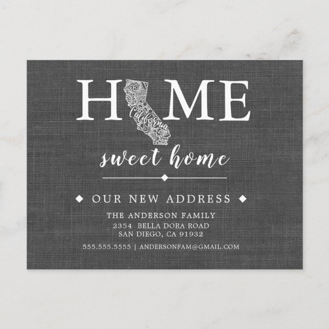 CALIFORNIA State Moving Announcement Post Card (Front)