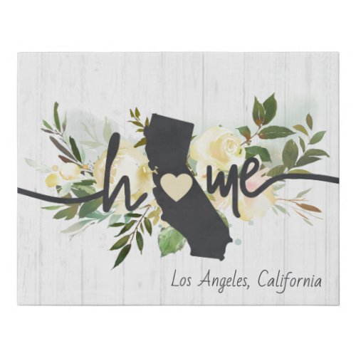 California State Personalized Home City Rustic Faux Canvas Print