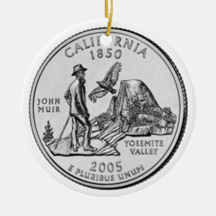 California State Quarter Ceramic Ornament