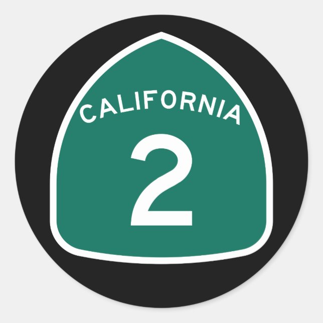 California State Route 2 Classic Round Sticker (Front)