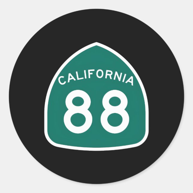 California State Route 88 ~ Highway 88 Classic Round Sticker (Front)