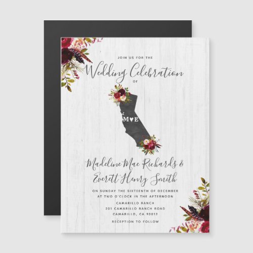 California State Rustic Magnetic Wedding Invitatio Magnetic Invitation