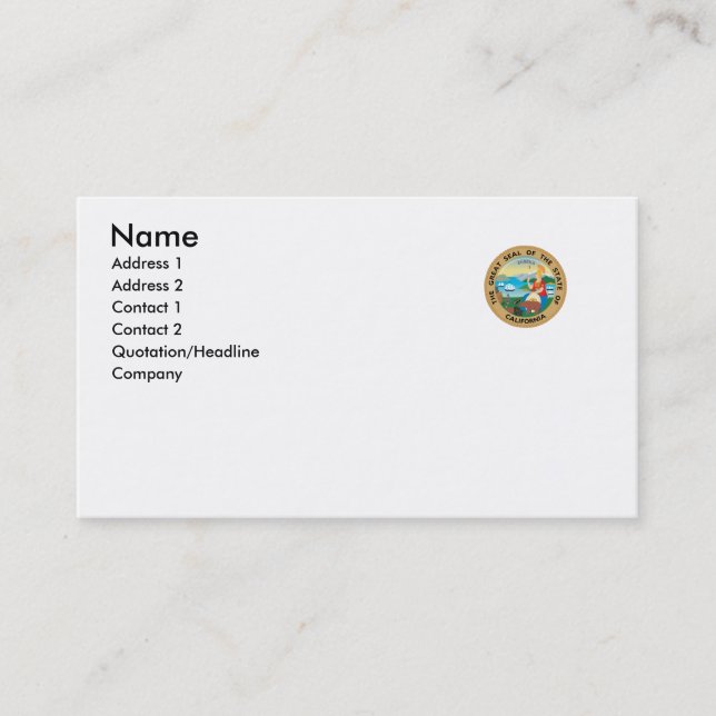 California State Seal Business Card (Front)
