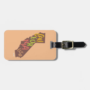 California State Vintage Logo State Shape Luggage Tag