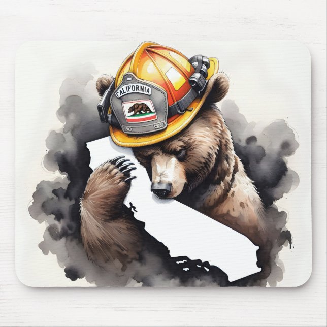 California State With Firefighter Bear Mouse Pad (Front)