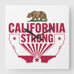 California Strong Grizzly Bear Square Wall Clock