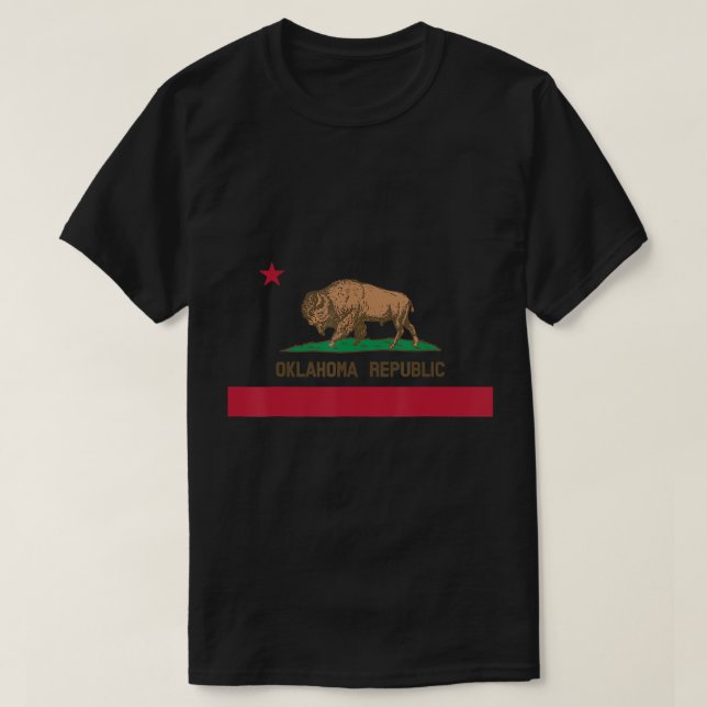 California Style Oklahoma State Flag T-shirt (Design Front)