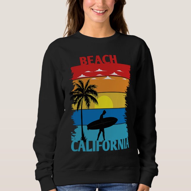 California Summer Beach Vintage Sunset  2 Sweatshirt (Front)