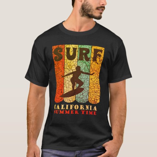 California Summer Time Surf Vintage Look T_Shirt
