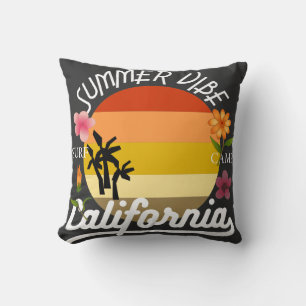 California Summer Vibe Surf Camp Throw Pillow