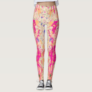 California Sunset Abstract Splatter Paint Leggings