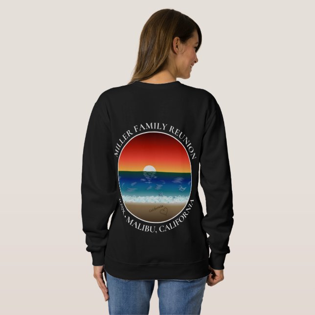 California Sunset Beach Sand Heart Family Reunion Sweatshirt (Back Full)