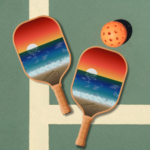 California Sunset Beach Sand Heart Pickleball Paddle