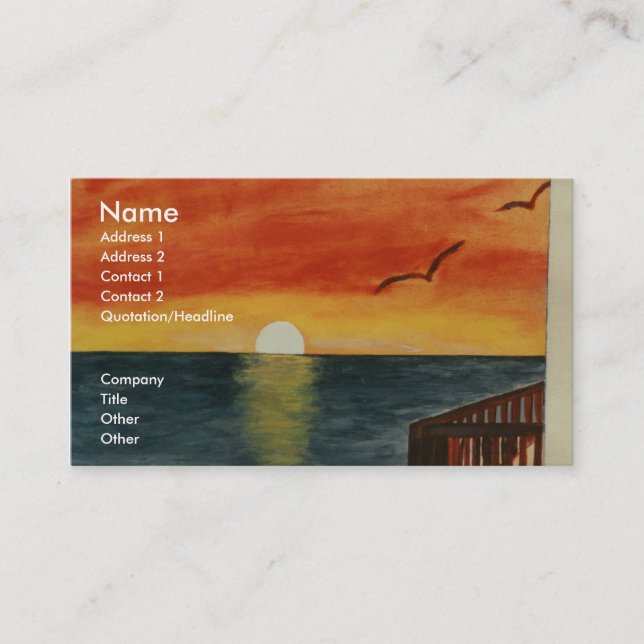 California Sunset Over the Ocean Business Card Art (Front)