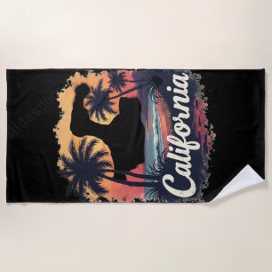 California Sunset Silhouette Beach Towel