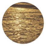California Sunset Waves Ocean Photography Classic Round Sticker